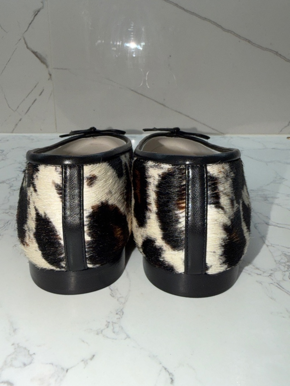 CHANEL Black White Brown Calf Hair Leopard Ballet Flat - Picture 5 of 8